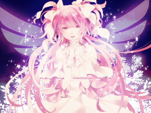 Картинка аниме mahou+shoujo+madoka+magika фон взгляд девушка