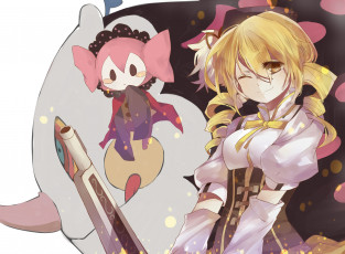 Картинка аниме mahou+shoujo+madoka+magika фон взгляд девушка