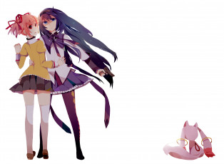 Картинка аниме mahou+shoujo+madoka+magika фон взгляд девушки