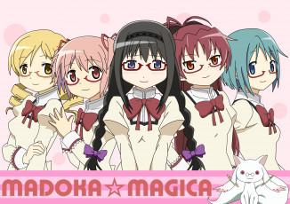 Картинка аниме mahou+shoujo+madoka+magika фон взгляд девушки