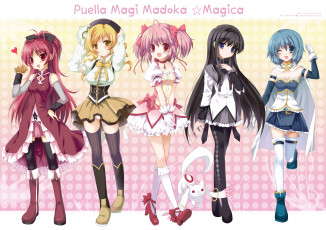 Картинка аниме mahou+shoujo+madoka+magika взгляд девушки фон