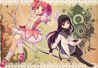 Картинка аниме mahou+shoujo+madoka+magika фон взгляд девушки