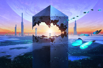 Картинка аниме город +улицы +здания technoheart