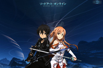 Картинка аниме sword+art+online девушка взгляд фон парень