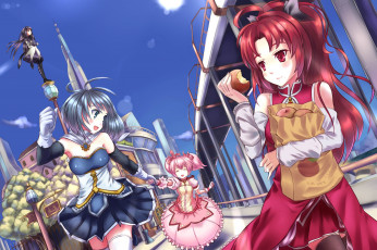 Картинка аниме mahou+shoujo+madoka+magika фон взгляд девушки