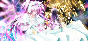 Картинка аниме mahou+shoujo+madoka+magika взгляд девушка фон