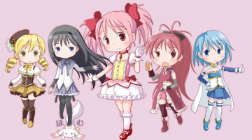 Картинка аниме mahou+shoujo+madoka+magika фон взгляд девушки
