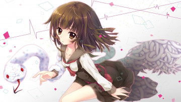 Картинка аниме bakemonogatari фон взгляд девушка