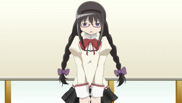 Картинка аниме mahou+shoujo+madoka+magika взгляд девушка фон