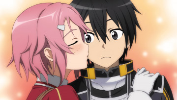 Картинка аниме sword+art+online девушка взгляд фон парень