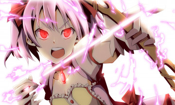 Картинка аниме mahou+shoujo+madoka+magika девушка взгляд фон