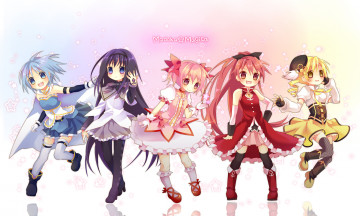 Картинка аниме mahou+shoujo+madoka+magika фон взгляд девушки