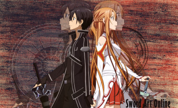 Картинка аниме sword+art+online девушка взгляд фон парень