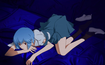 Картинка аниме evangelion фон девушка взгляд