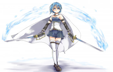 Картинка аниме mahou+shoujo+madoka+magika девушка фон взгляд