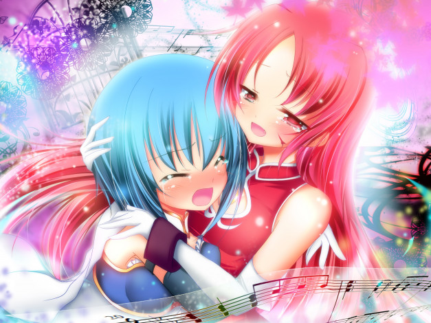 Обои картинки фото аниме, mahou shoujo madoka magika, фон, взгляд, девушка