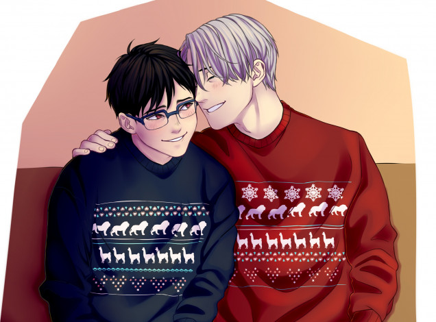 Обои картинки фото аниме, yuri on ice, виктор, юри