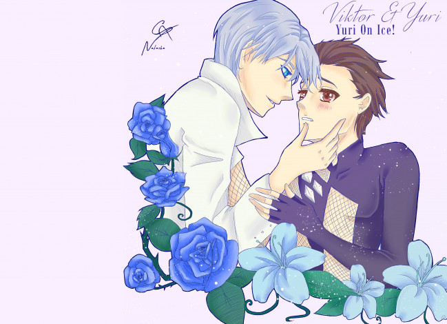 Обои картинки фото аниме, yuri on ice, виктор, никифоров, юри, катсуки