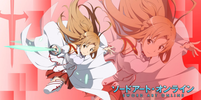 Обои картинки фото аниме, sword art online, девушка, взгляд, фон