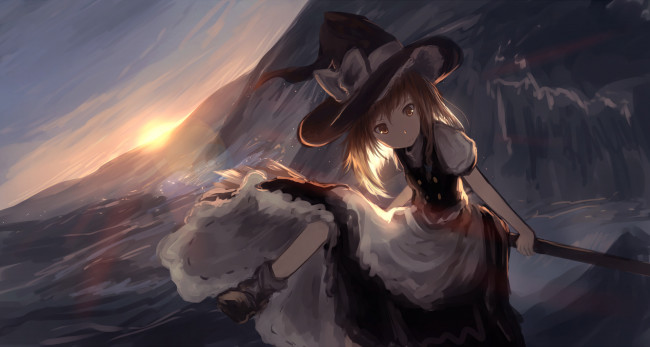 Обои картинки фото аниме, touhou, kirisame, marisa