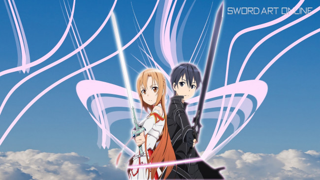 Обои картинки фото аниме, sword art online, девушка, взгляд, фон