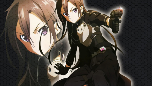 Обои картинки фото аниме, sword art online, девушки, взгляд, фон