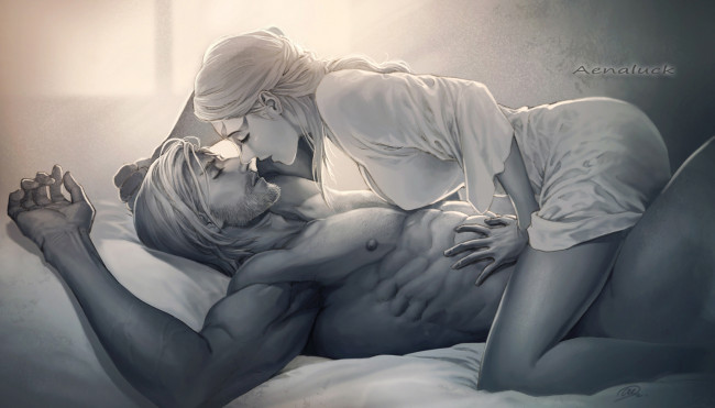 Обои картинки фото рисованное, люди, двое