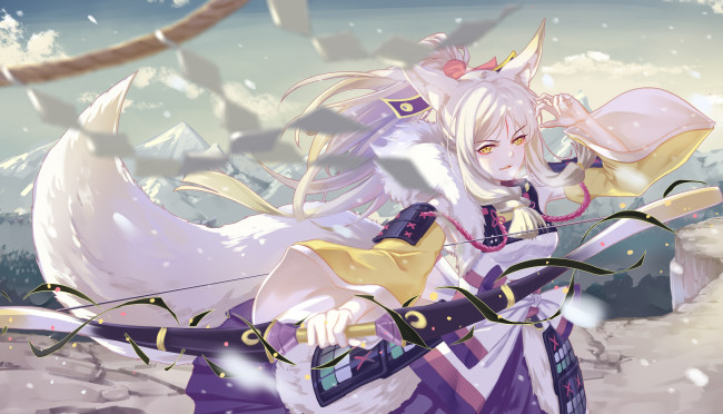 Обои картинки фото аниме, onmyouji, onmyoji, bai, lang
