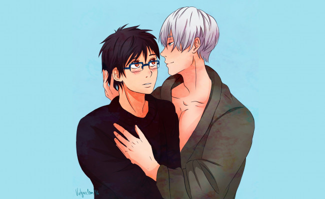 Обои картинки фото аниме, yuri on ice, виктор, никифоров, юри, катсуки