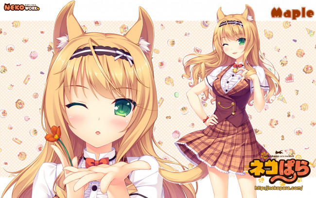 Обои картинки фото аниме, nekopara, взгляд, фон, девушка