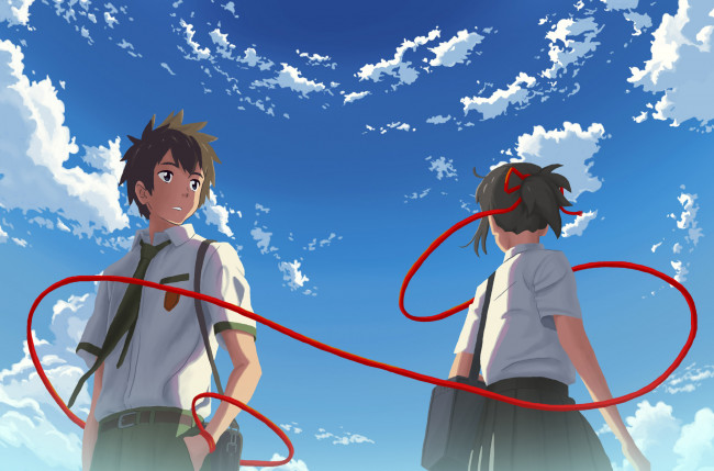 Обои картинки фото аниме, kimi no na wa, двое