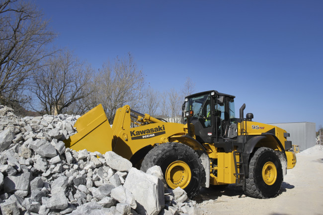Обои картинки фото техника, фронтальные погрузчики, kawasaki