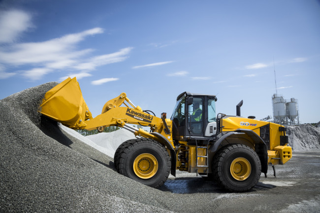 Обои картинки фото техника, фронтальные погрузчики, kawasaki