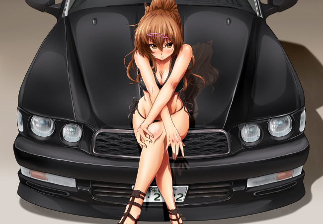 Обои картинки фото аниме, оружие,  техника,  технологии, машина, девушка