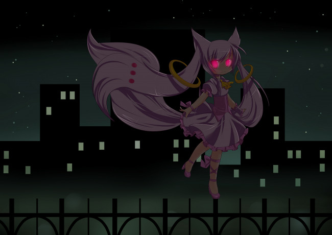 Обои картинки фото аниме, mahou shoujo madoka magika, взгляд, фон, девушка