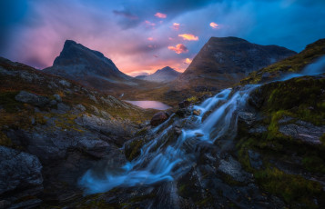 Картинка природа реки озера горы поток вода скалы