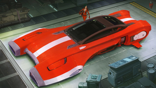 Обои картинки фото фэнтези, транспортные средства, девушка, фантастика