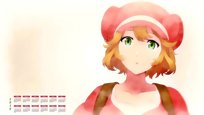 Обои картинки фото календари, аниме, лицо, взгляд, девушка, 2018