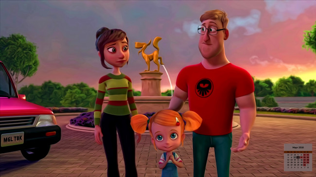 Обои картинки фото календари, кино,  мультфильмы, 2018, женщина, взгляд, девочка, мужчина