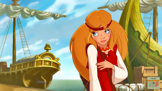 Обои картинки фото календари, кино,  мультфильмы, корабль, взгляд, лицо, девушка, 2018