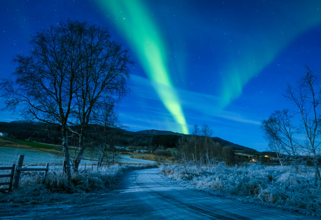 Обои картинки фото природа, северное сияние, простор