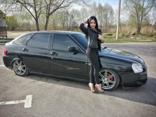 Картинка приора автомобили -авто+с+девушками лада ваз автомобиль девушка брюнетка