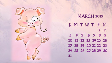 Картинка календари рисованные +векторная+графика свинья поросенок монокль