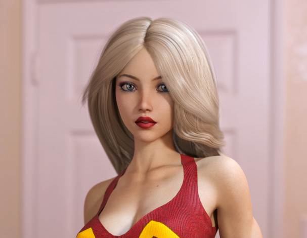 Обои картинки фото 3д графика, люди , people, взгляд, девушка, фон