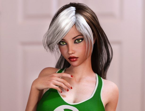 Обои картинки фото 3д графика, люди , people, фон, взгляд, девушка