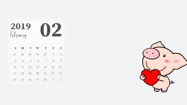 Обои картинки фото календари, рисованные,  векторная графика, сердце, поросенок, свинья