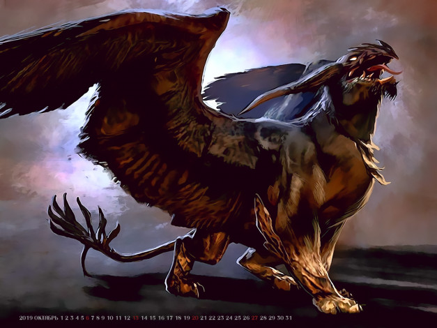 Обои картинки фото календари, видеоигры, существо, крылья, calendar, 2019