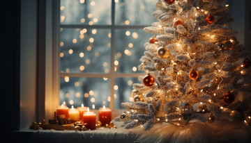 обоя праздничные, ёлки, новый, год