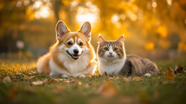 Обои картинки фото 3д графика, животные , animals, кот, кошка, собака