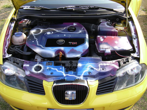 Обои картинки фото seat, ibiza, engine, автомобили, двигатели